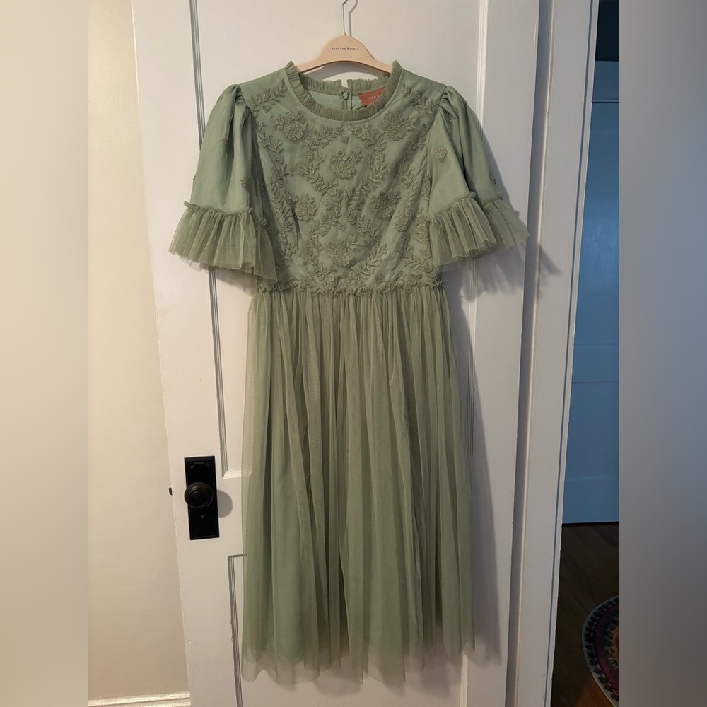 Jessa Kae Juliette Midi Dress | sage green, large NWT